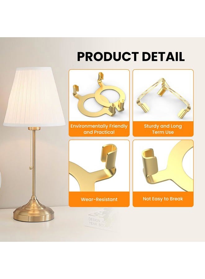 MARRTEUM E26 Lamp Harp Saddle Base Lampshade Holder 1-7/16" (36 mm) Non-slip UNO Collar Adapter for E26 Threaded Base, 2pcs Gold Tone - Image 3