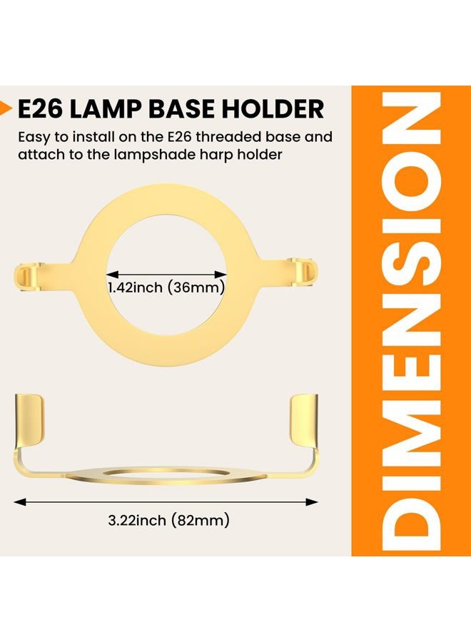 MARRTEUM E26 Lamp Harp Saddle Base Lampshade Holder 1-7/16" (36 mm) Non-slip UNO Collar Adapter for E26 Threaded Base, 2pcs Gold Tone - Image 2
