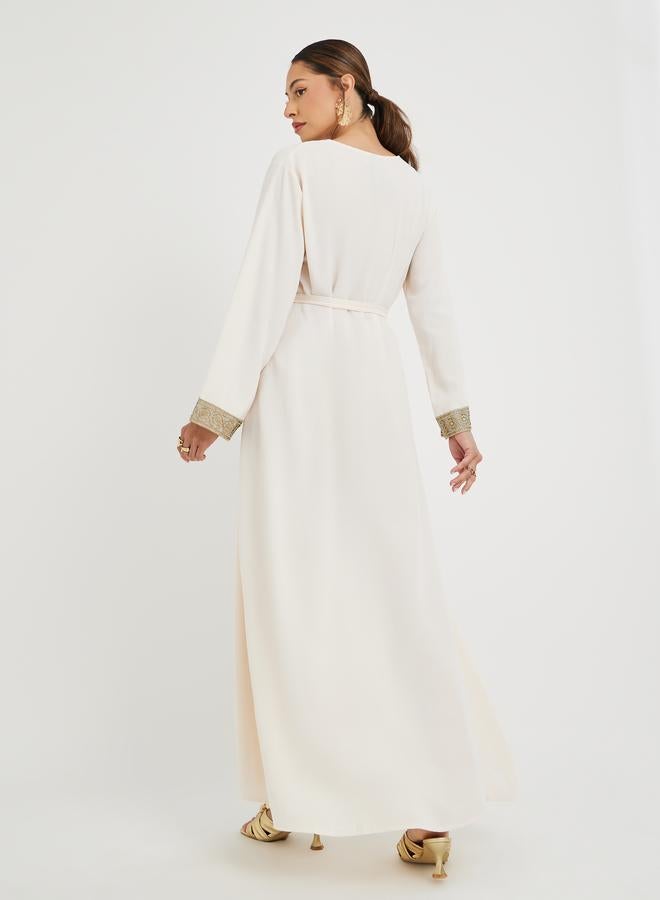 Amirah Amirah Embroidered Round Neck A-Line Jalabiya  - Image 4