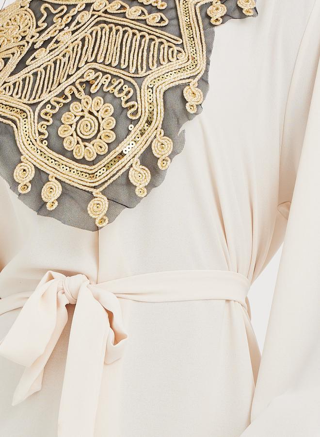 Amirah Amirah Embroidered Round Neck A-Line Jalabiya  - Image 3