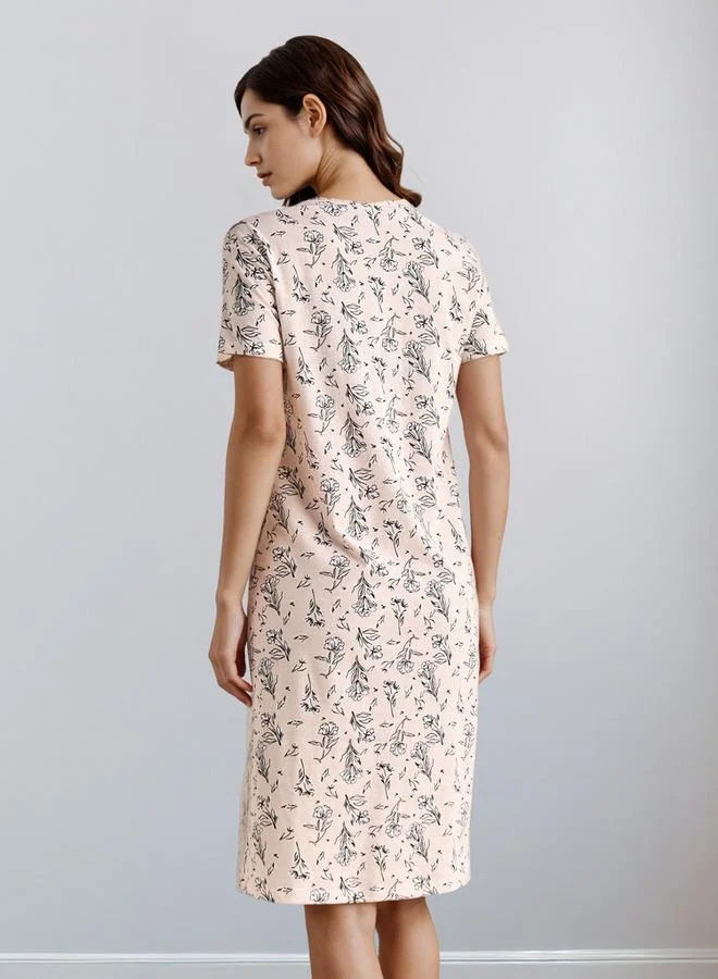 Splash FAV Floral Print Nighty Knee Length