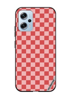 Protective Case Cover For Xiaomi Poco X4 GT Red Checkerboard Abstract Textured Checkers Design Multicolour