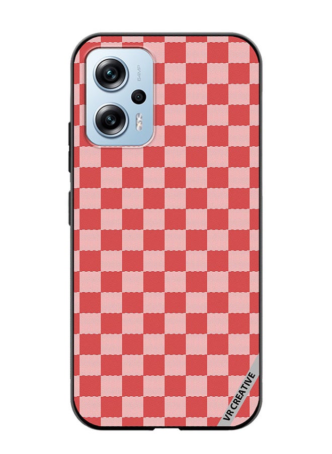 VR CREATIVE - Protective Case Cover For Xiaomi Poco X4 GT Red Checkerboard Abstract Textured Checkers Design Multicolour - Image 1