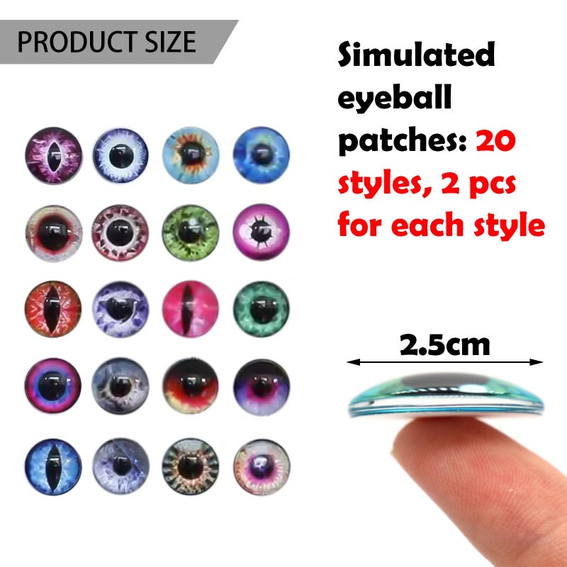 Generic BDSHUNBF 40PCS 25mm Dragon Eyes, Round Glass Dragon Eye, Safety Eyes, Evil Eyes, for Doll Making, Jewelry Bezel Setting, Doll Eyes Crafts Making - Image 2