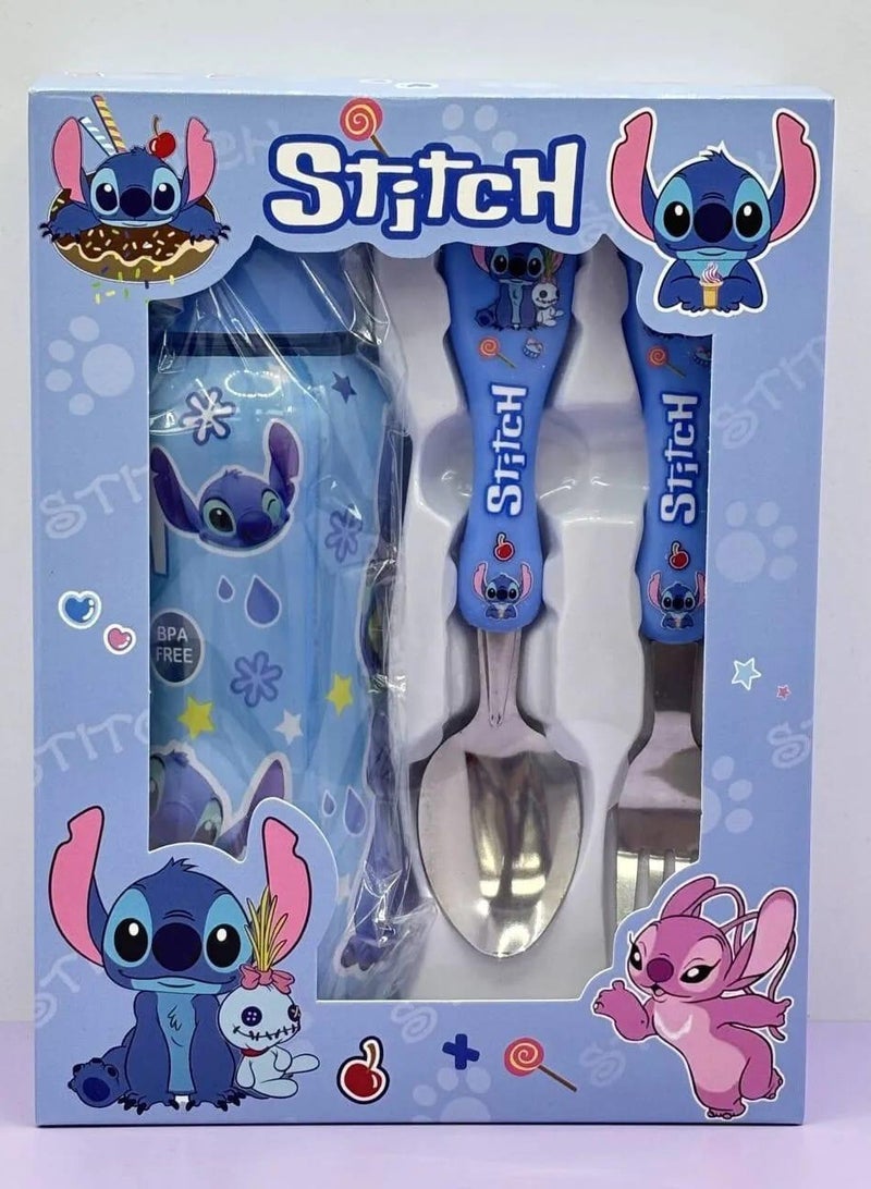 StitchKids Water Bottle and Cutlery Set | Elegant Lunch Set with Spoon and Fork – Safe, Lightweight, and Perfect for School, Travel, and Everyday Use
