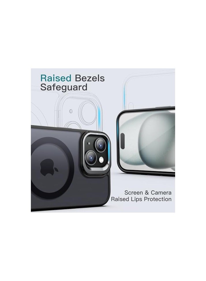 JETech Kickstand Case for iPhone 15 Plus 6.7-Inch Compatible with MagSafe, Built-in Adjustable Camera Stand, Translucent Matte Magnetic Back Slim Shockproof Phone Cover (Black) - Image 3