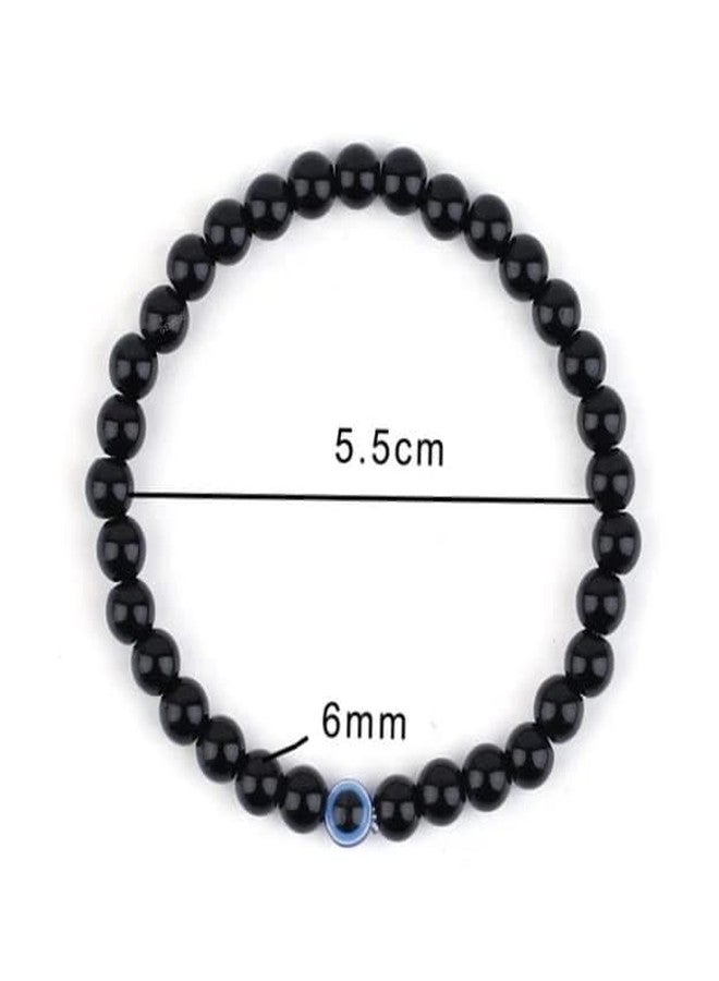 GEMTUB Natural Handcrafted Black Tourmaline Bracelet with Evil Eye for Negativity Removal Protect from Evil Eye for Men and Women (Bead Size 6MM) with - Image 4