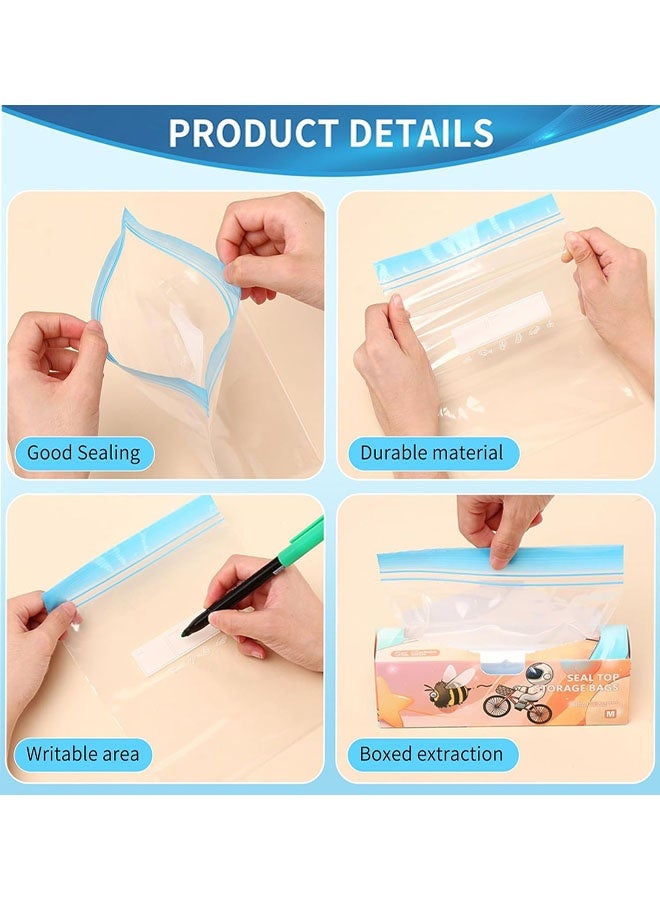 Freezer Bags, 70 Pcs Reusable Zip Lock Sandwich Bags, 3 Sizes Ziplock Food Storage Bags for Fruits, Meat, Grains, Vegetables, Candies - Image 4