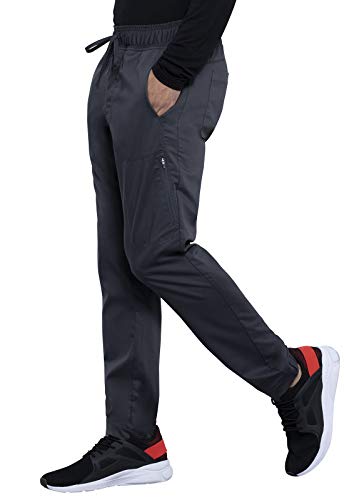 Cherokee Joggers for Men Modern Fit Scrub Pant with Drawstring Waistband, 5 Pockets, Soft 2-Way Stretch Fabric Plus Size - WW012, 3XL, Pewter - Image 3