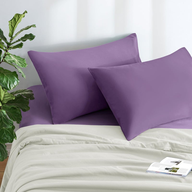 Milvowoc 2pcs مساحات سادة كوين من الألياف الدقيقة - 20 × 30 بوصة أرجواني سادة مجموعة سادة غير قابلة للانزلاق مع امتصاص الرطوبة ومضاد للتجاعيد - Image 3