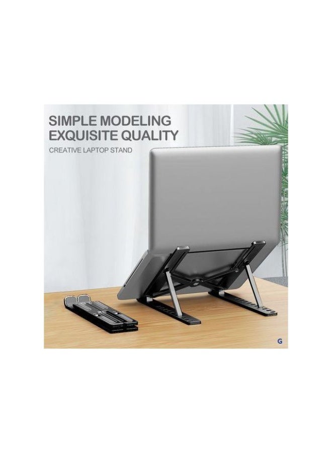 حامل كمبيوتر محمول قابل للطي معدن باللون الاسود - Image 5