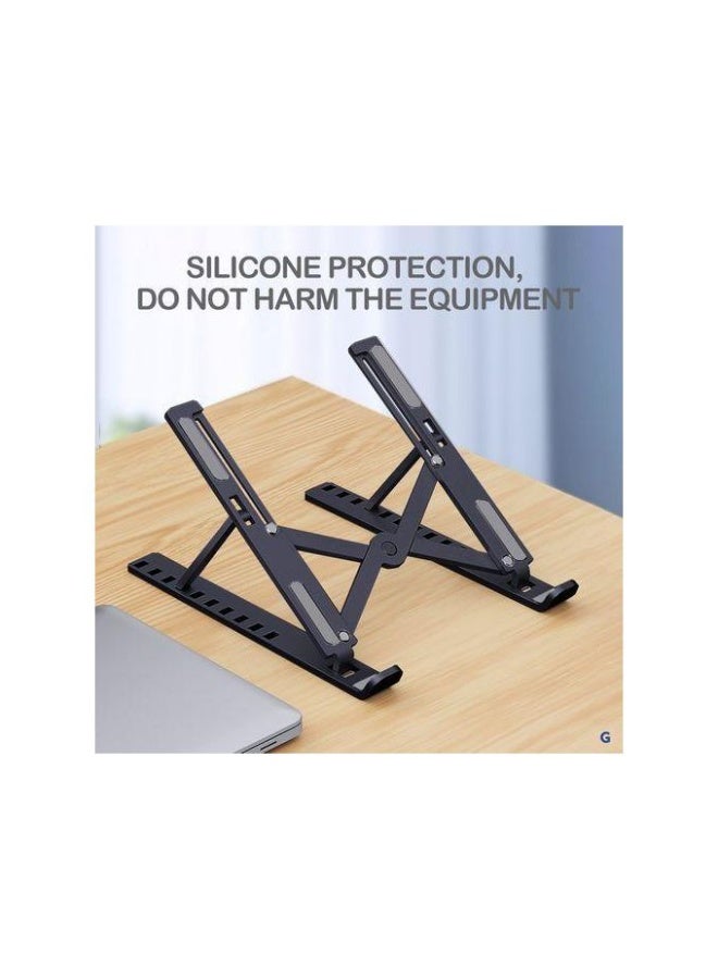 حامل كمبيوتر محمول قابل للطي معدن باللون الاسود - Image 4