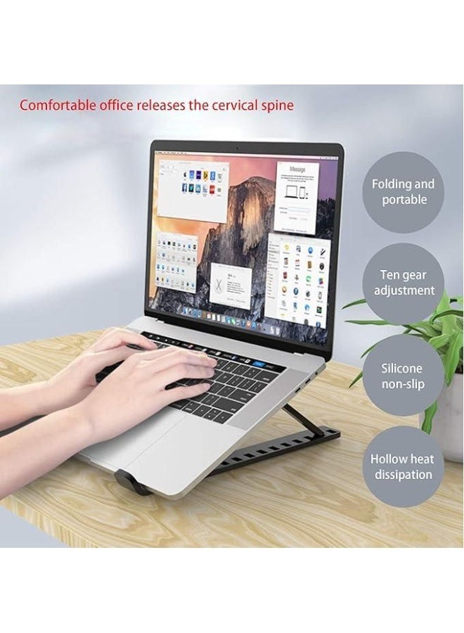 حامل كمبيوتر محمول قابل للطي معدن باللون الاسود - Image 3