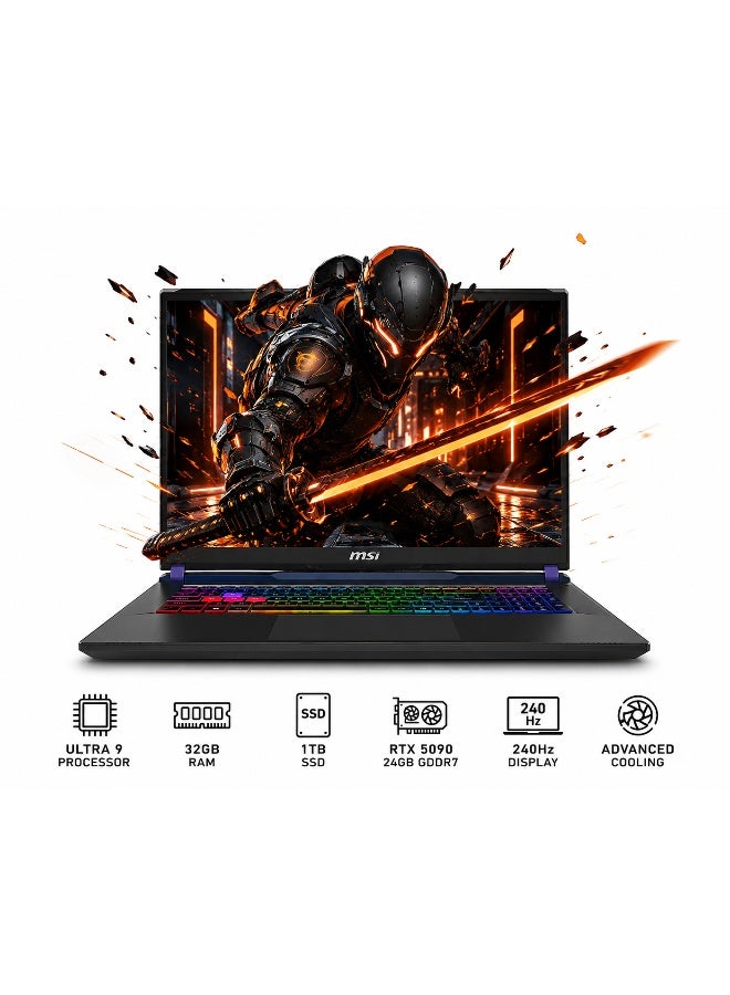 MSI VECTOR 17 HX AI A2XWJG Gaming Laptop With 17 Inch Full HD (1920x1080) Display, Core Ultra 9-275HX Processor/32GB RAM DDR5/1TB SSD/24GB Nvidia GeForce RTX 5090 Graphics/DOS(Without Windows)/ Cosmos Gray - Image 1