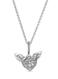 Generic ) PANDORA Jewelry Pave Heart Wings Cubic Zirconia Necklace in 925 Sterling Silver  - Image 1