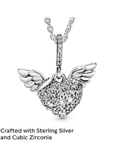 Generic ) PANDORA Jewelry Pave Heart Wings Cubic Zirconia Necklace in 925 Sterling Silver  - Image 3