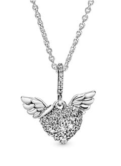 Generic ) PANDORA Jewelry Pave Heart Wings Cubic Zirconia Necklace in 925 Sterling Silver  - Image 4