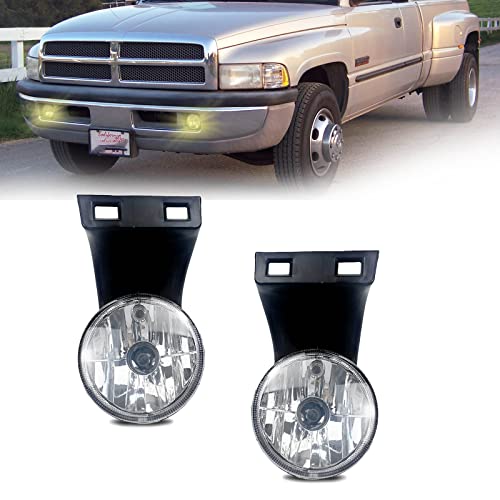 BOXLIGHT Fog lights Compatible with [1994-2002 Dodge RAM 1500 2500 3500] Pair Left+Right With 880 12V 27W Halogen Bulbs(Clear Lens) - Image 1