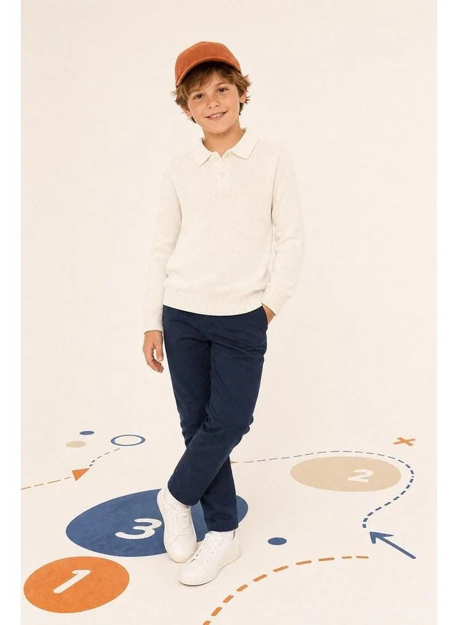 Perendi Unisex Polo Collar Knit Sweater.