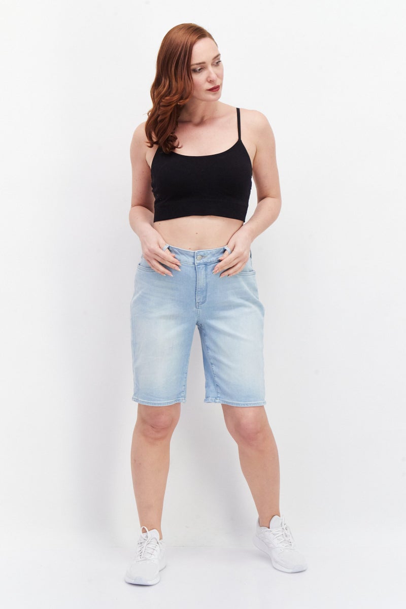 NYDJ Women Regular Fit Washed Denim Shorts, Blue - Image 3