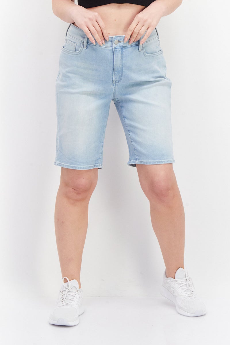 NYDJ Women Regular Fit Washed Denim Shorts, Blue - Image 1