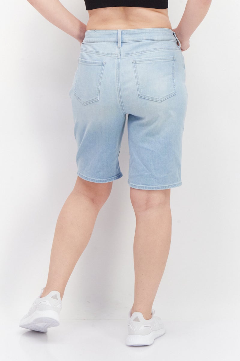 NYDJ Women Regular Fit Washed Denim Shorts, Blue - Image 4