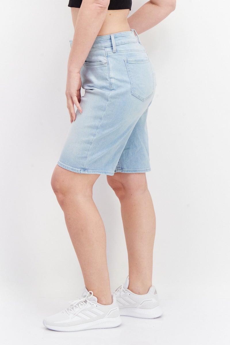 NYDJ Women Regular Fit Washed Denim Shorts, Blue - Image 2