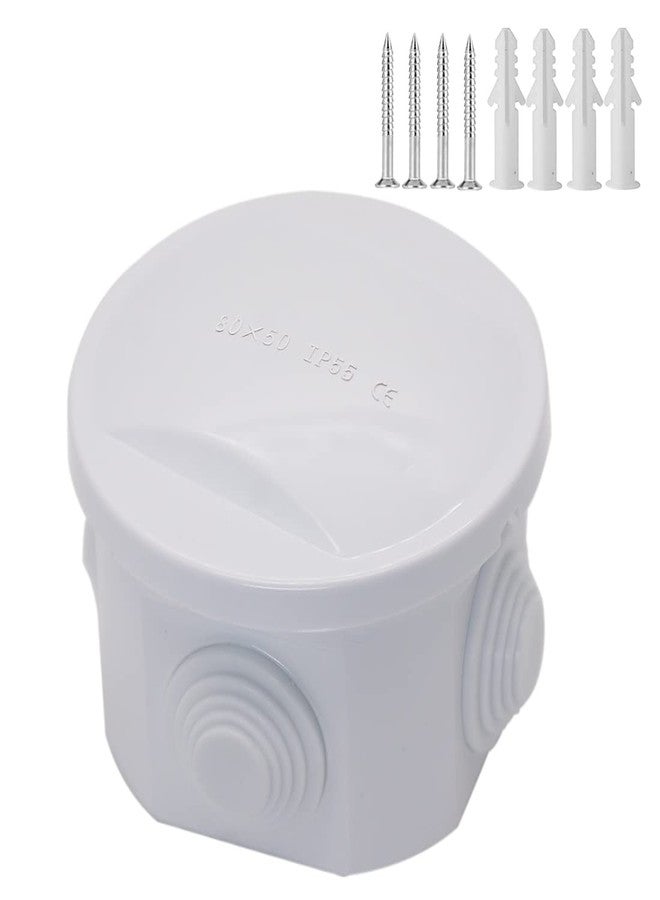Zulkit Junction Box ABS Plastic Dustproof Waterproof IP55 Universal Electrical Boxes Project Enclosure White D3.1" x H2" - Image 1