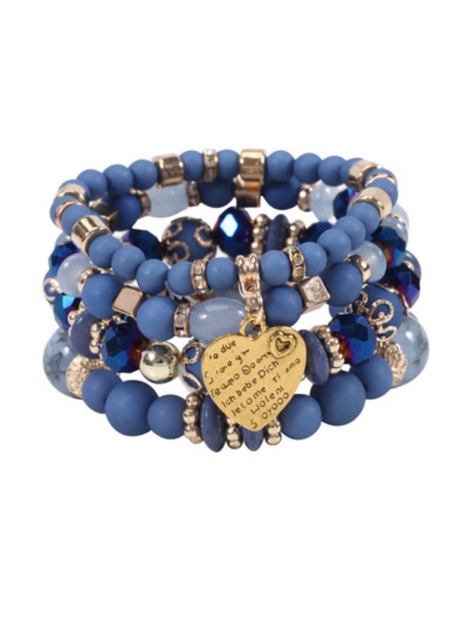 NIBEMINENT Bohemian Beaded Heart Bracelet - Wholesale European and American Jewelry