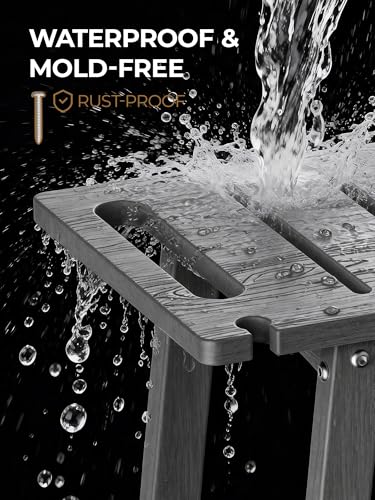 ONSGLM Shower Bench Seat, Non-Slip Shower Benches for Inside Shower to Sit on, HDPE Waterproof Shower Stool for Shaving Legs, Shower Chair with Adjustable Feet for Bathroom, Indoor/Outdoor Use, Grey - Image 4