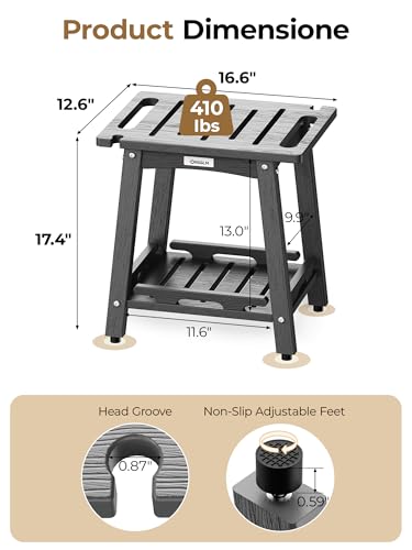 ONSGLM Shower Bench Seat, Non-Slip Shower Benches for Inside Shower to Sit on, HDPE Waterproof Shower Stool for Shaving Legs, Shower Chair with Adjustable Feet for Bathroom, Indoor/Outdoor Use, Grey - Image 3