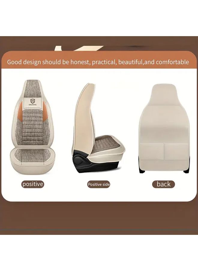 Grey Linen Car Front Seat Covers Breathable Comfortable Cool Durable Scratch Resistant Easy To Maintain For All Seasons - Image 3