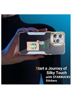 Starbucks Starbucks Series High Quality Square Edge Cover Full Lens Protective Transparent TPU Case With Stickers For Apple iPhone 14 Pro Max Gold  - Image 4