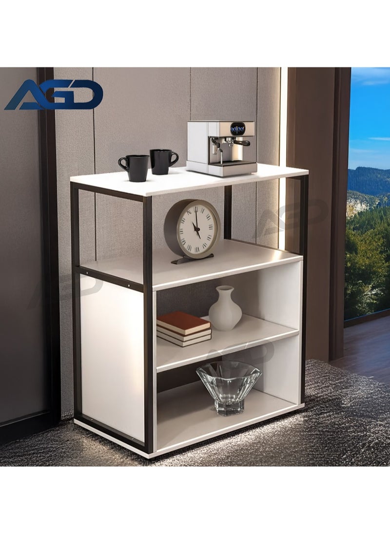 AGD Console Entry Table, Coffee Corner Table, 4-Shelf Side Table Meets All Your Needs 70*40*88 cm - White/Black  - Image 1