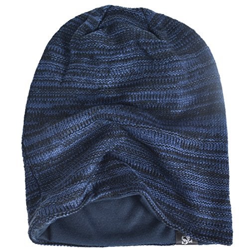 VECRY Men's Slouch Beanie Skull Cap Long Baggy Hip-Hop Winter Summer Hat (Twill-Navy) - Image 2