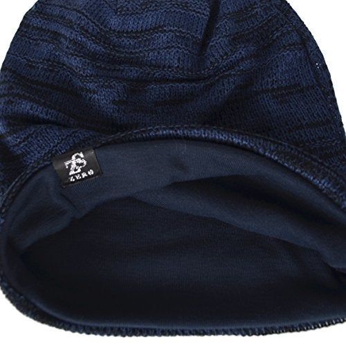 VECRY Men's Slouch Beanie Skull Cap Long Baggy Hip-Hop Winter Summer Hat (Twill-Navy) - Image 3