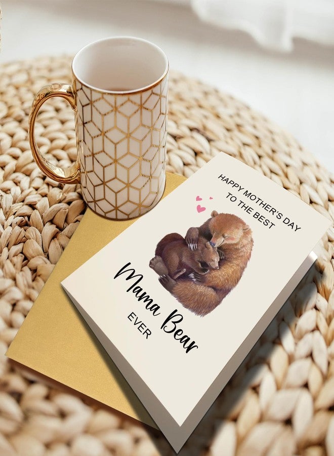 Chenive Mama Bear Mother's Day Card from Daughter Son, Cute Bear Mom and Baby Hug Mother's Day Card, Mothers Day Card Gift for Mom Mommy, The Best Mama Bear Ever - Image 3