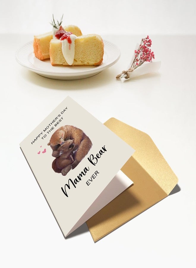Chenive Mama Bear Mother's Day Card from Daughter Son, Cute Bear Mom and Baby Hug Mother's Day Card, Mothers Day Card Gift for Mom Mommy, The Best Mama Bear Ever - Image 2