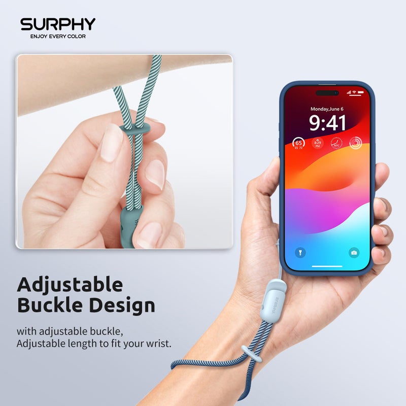 SURPHY 2 Pack Phone Lanyard for Cellphone Case, Phone Wrist Strap for Case, Cellphone Strap with 2-Color Braided, Charm Wrist Lanyard for Women and Men, Cloud Blue & Green - Image 5