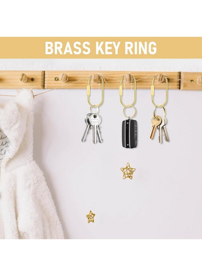 PALAY¬Æ 2Pcs Loop Buckles 2.36 inch Screw-lock Oval Carabiners Connection Lock Golden Copper Twist Lock D-Ring Multipurpose Carabiner Locks for Hanging & Securing, with 4 Keyring - Image 4