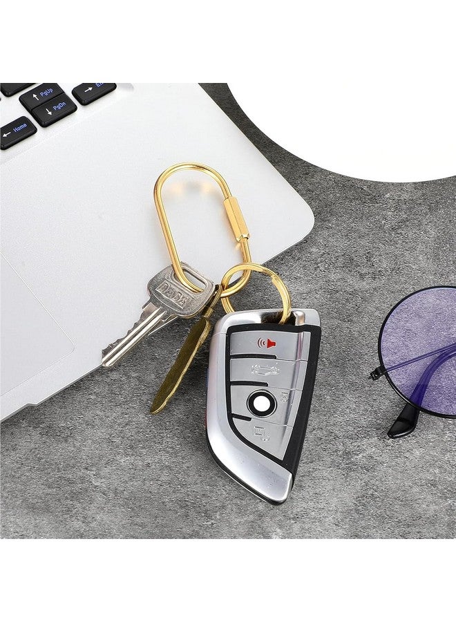 PALAY¬Æ 2Pcs Loop Buckles 2.36 inch Screw-lock Oval Carabiners Connection Lock Golden Copper Twist Lock D-Ring Multipurpose Carabiner Locks for Hanging & Securing, with 4 Keyring - Image 5