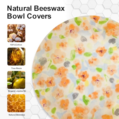BERBAM Reusable Bowl Covers for Bread Proofing（2 Large）- Cotton Beeswax Bowl Covers Reusable with Elastic Rim, Sourdough Bowl Cover for Food Storage and Food Preservation (10INCH) - Image 4