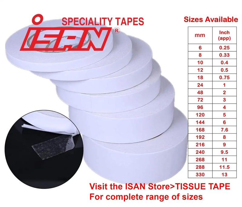 ISAN ISAN Tissue Tape Double Sided Width 192mm 8 Approx X Length 20 Meters 1 Pc for Crafting Pasting Scrapbooking Lamination Gift Wrapping DIY projects - Image 5