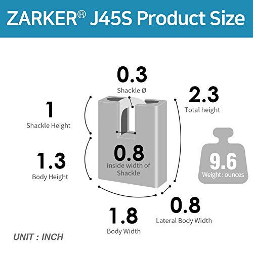 Zarker J45S keyed Padlock, Heavy Duty Stainless Steel Shackle Lock, 3 Keys, Waterproof and Rustproof Storage, Warehouses, Garage, Outdoors, 1-Pack - Image 4