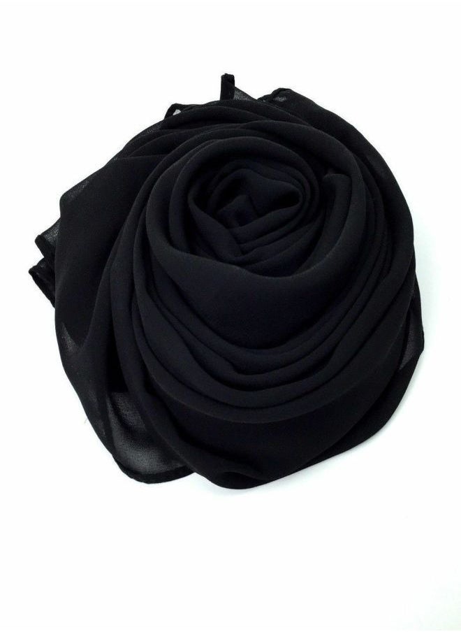 Generic - Long Chiffon Crepe Scarf - Soft Black Color - Image 1