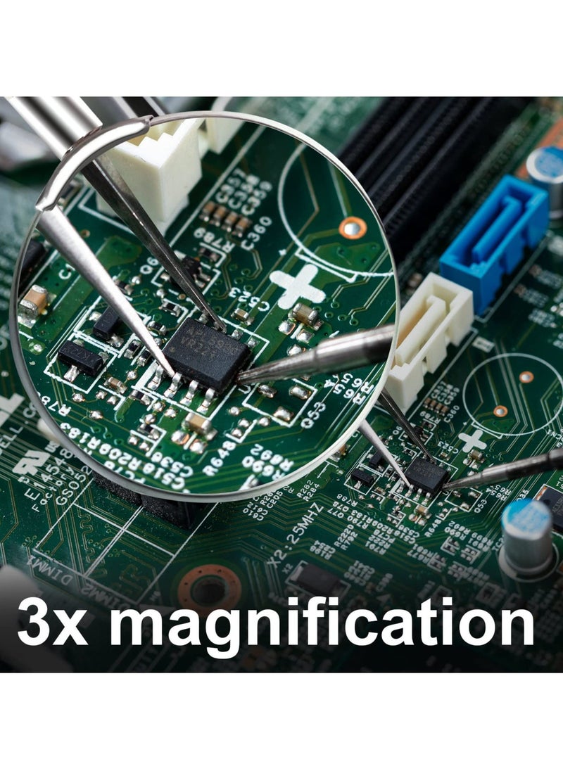 Soldering Station Helping Hands with Magnifying Glass, Third Hand Solder Tool PCB Holder, Heavy Duty Base Plate, Four Flexible Arms for Soldering and Electronic Repair - Image 2