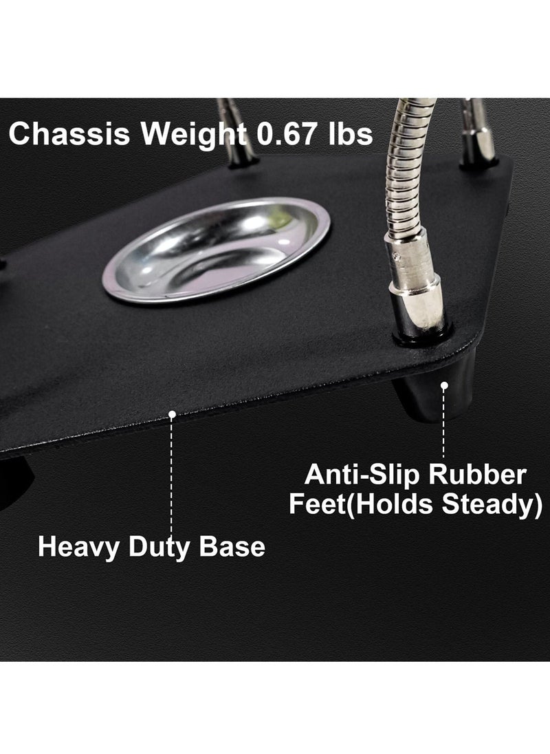 Soldering Station Helping Hands with Magnifying Glass, Third Hand Solder Tool PCB Holder, Heavy Duty Base Plate, Four Flexible Arms for Soldering and Electronic Repair - Image 5