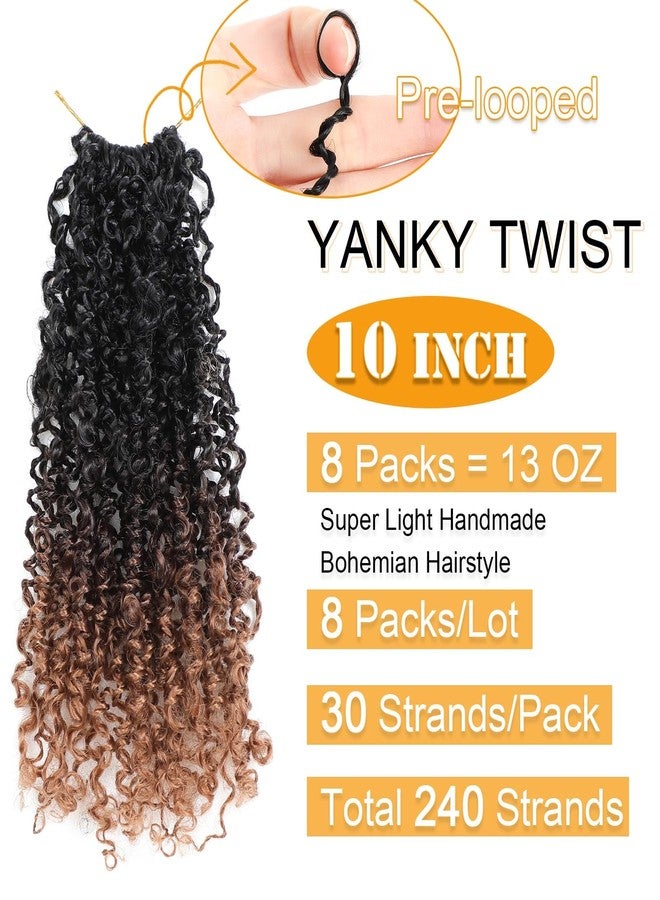 Aksice 10 Inch 8 Packs Yanky Twist Crochet Hair for Women Pre-looped Mini Twist Hair Bohemian Passion Twist Crochet Hair Boho Crochet Synthetic Hair (1B/4/30) - Image 2