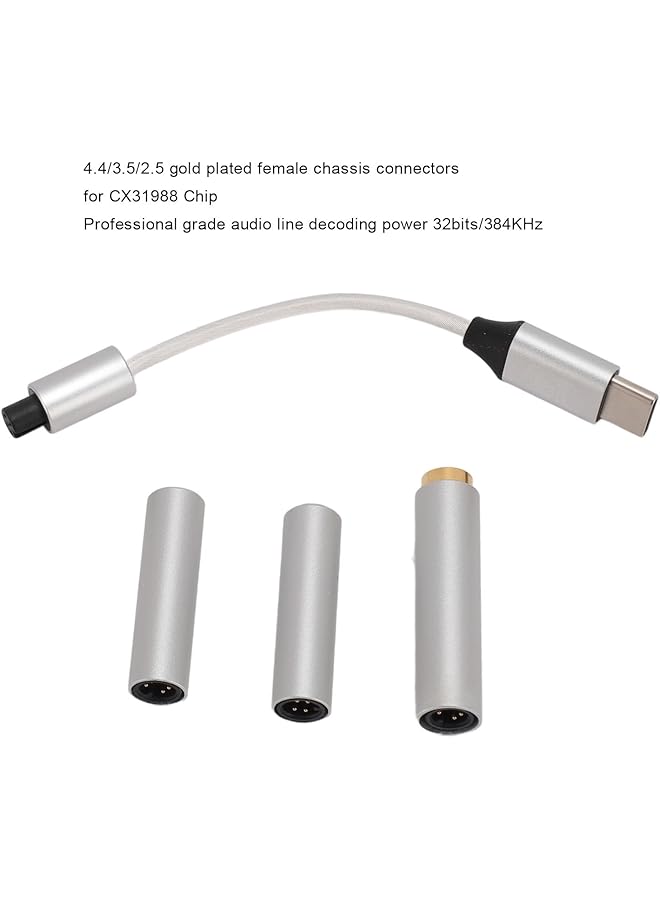 erorex Usb C To Aux Headphone Jack Adapter Usb C To 2.5Mm 3.5Mm 4.4Mm Headphone Jack Adapter Support 32Bits 384Khz Pcm Usb C To Aux Dongle Cable For Usb C Devices - Image 2