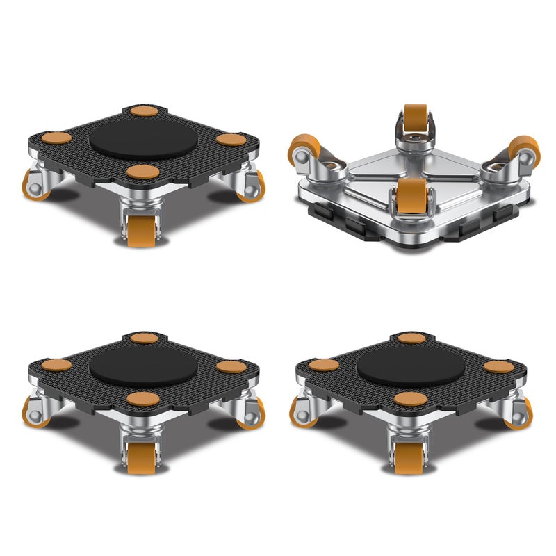 ONEON Furniture Mover Pro  4Pack Enhanced Dollies with Custom TPE Wheels  Effortless Heavy Furniture Transport Black 4 Dollies Only